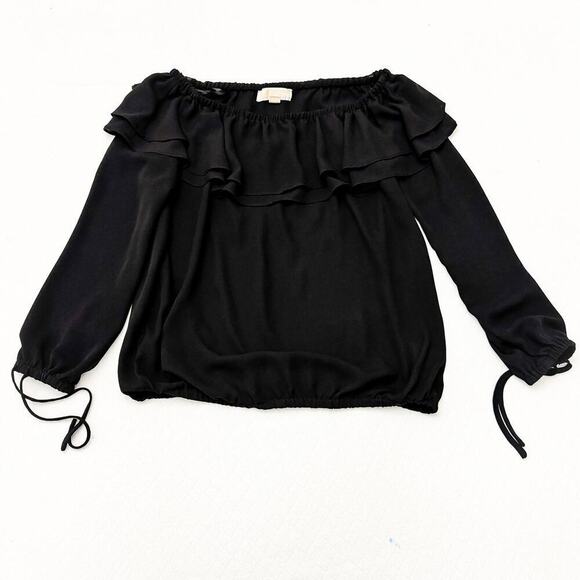 Michael Kors Black Ruffle Bohemian Top Size Small Mint Condition - Picture 6 of 6